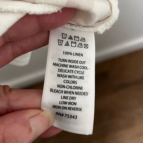 ST Tropez 100% Linen Shift Dress Striped Embroidered Tie Chest Size Small - Picture 6 of 9